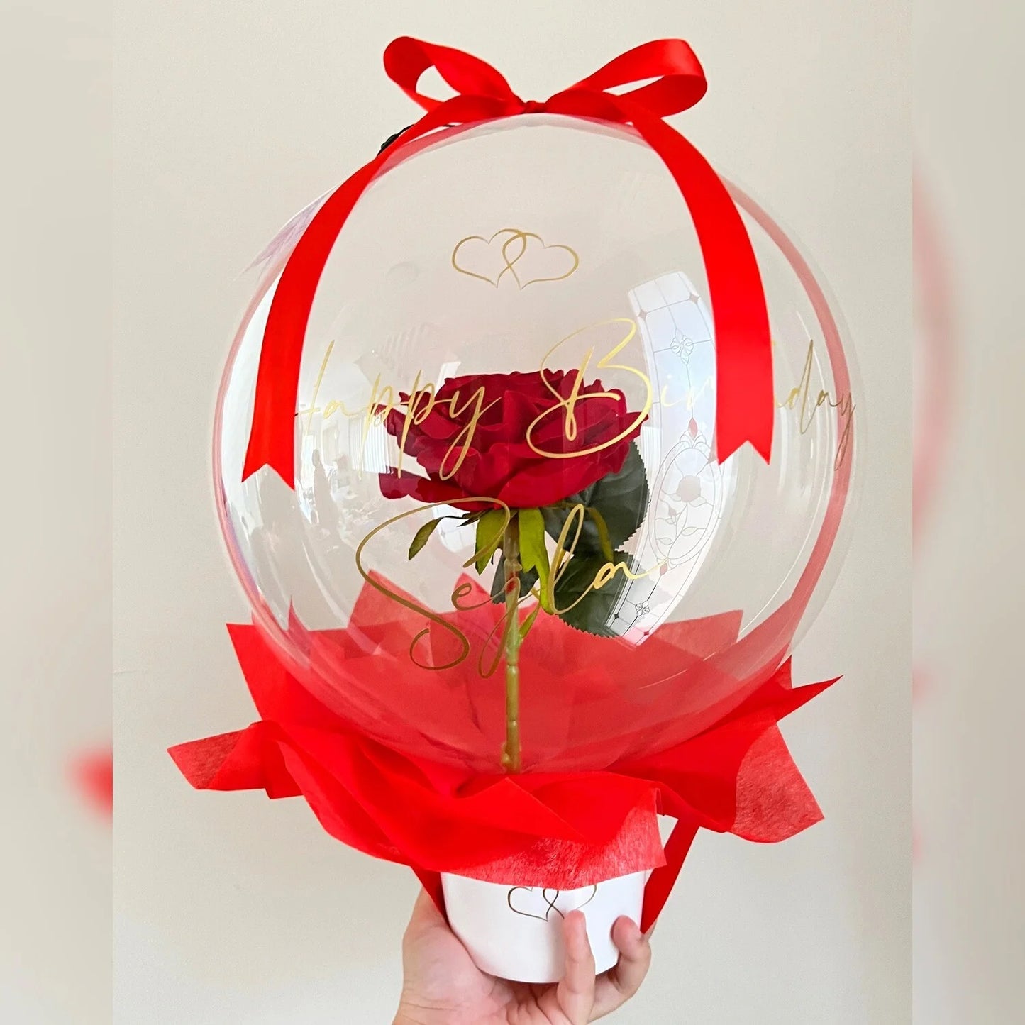 Single Rose Bubble Balloon